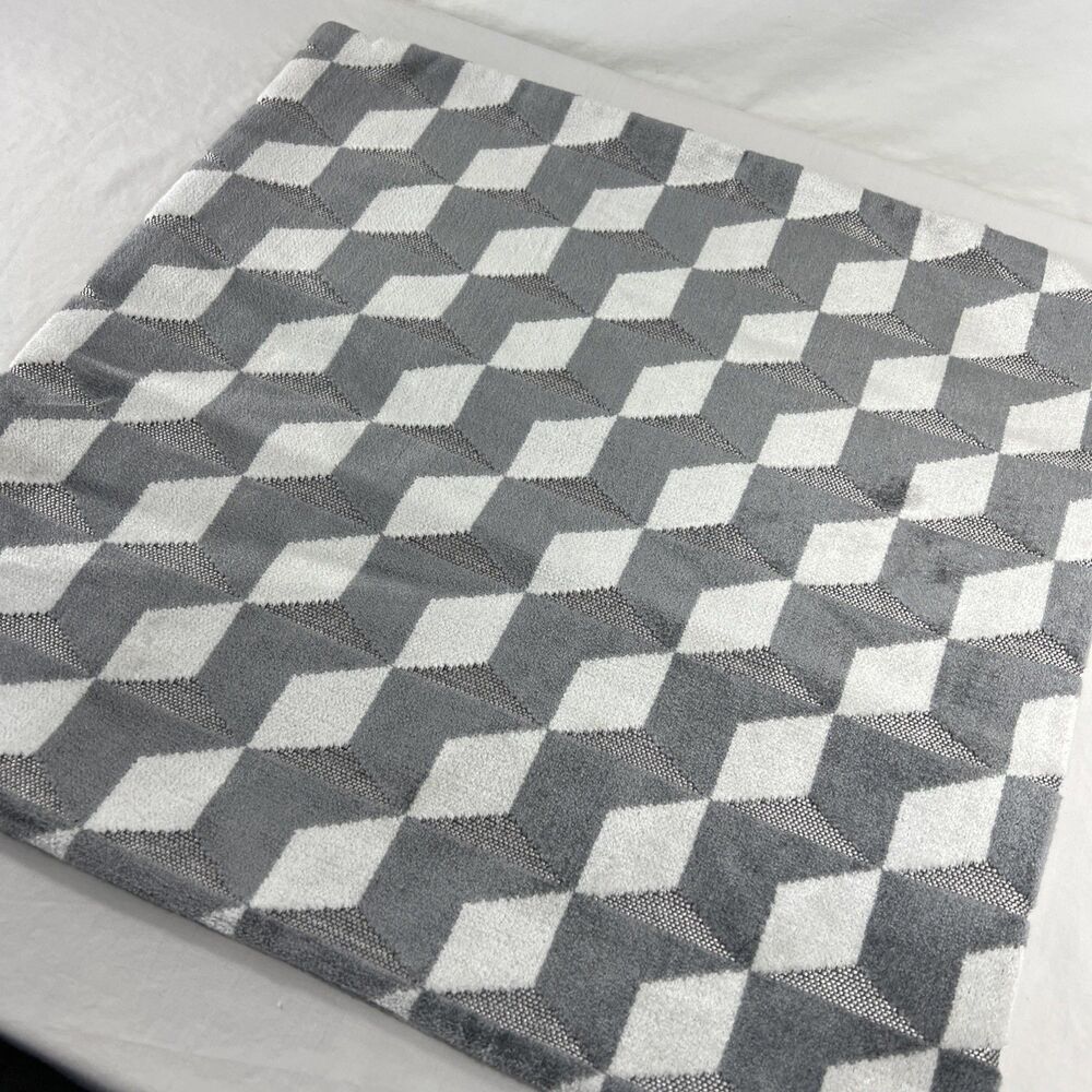 West Elm - Grey and White - Pillow Cover - 19x19 - Soft Velveteen Material